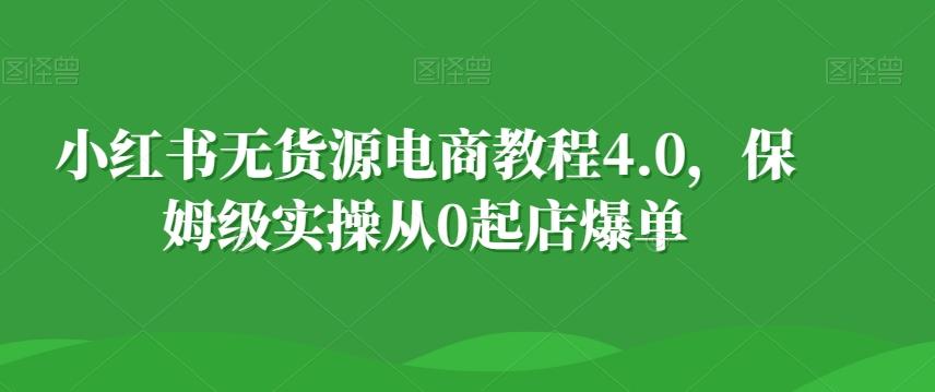 小红书无货源电商教程4.0，保姆级实操从0起店爆单【拆解】-985网创