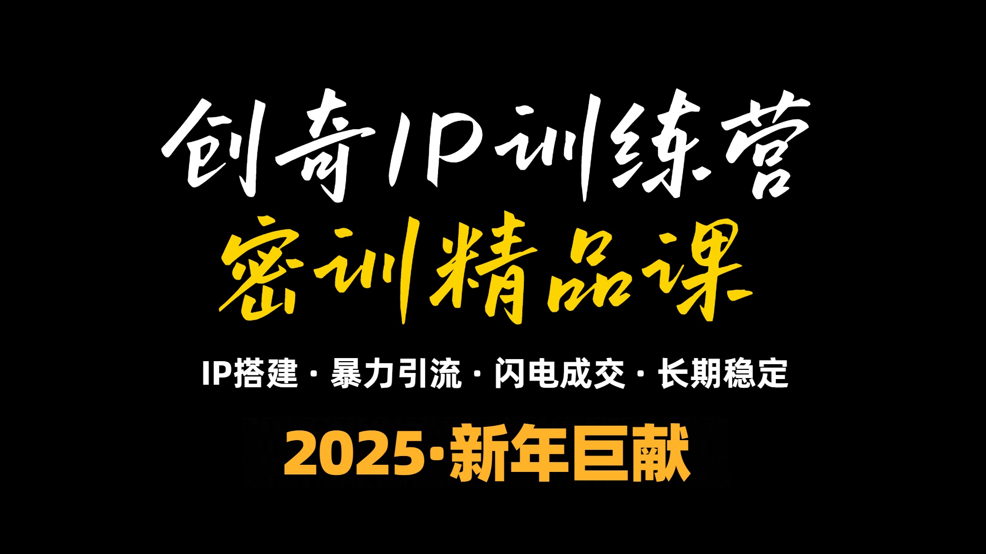 2025年“知识付费IP训练营”小白避坑年赚百万，暴力引流，闪电成交-985网创