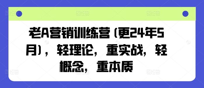 老A营销训练营(更24年6月)，轻理论，重实战，轻概念，重本质-985网创