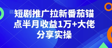 短剧推广拉新番茄锚点半月收益1万+大佬分享实操-985网创
