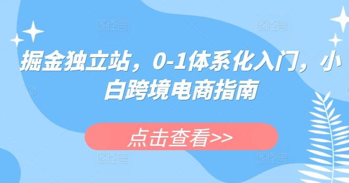 掘金独立站，0-1体系化入门，小白跨境电商指南-985网创