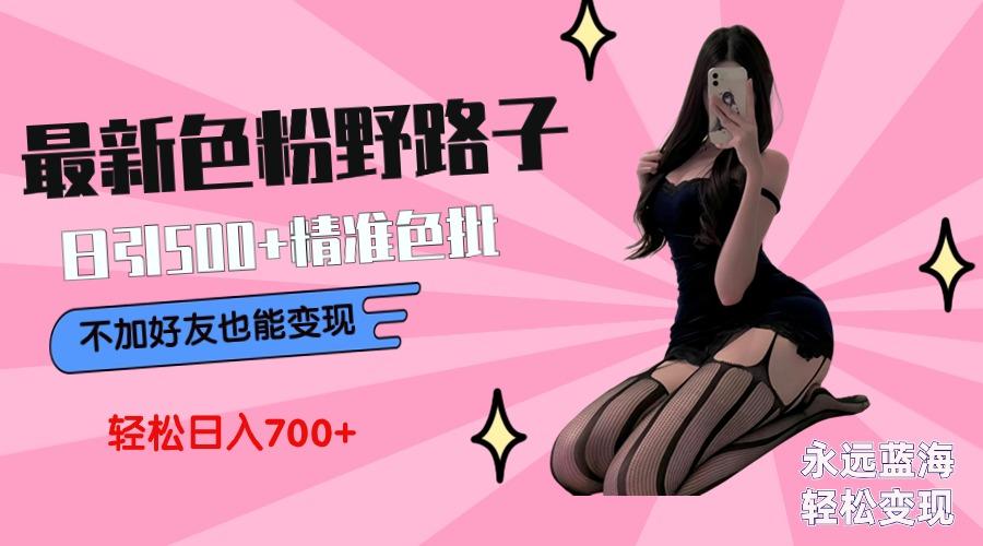 最新色粉变现野路子，日引500+老色批 可不加好友直接变现 小白轻松日入700+-985网创