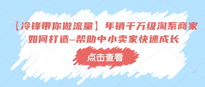 【冷锋带你做流量】年销千万级淘系商家如何打造–帮助中小卖家快速成长-985网创