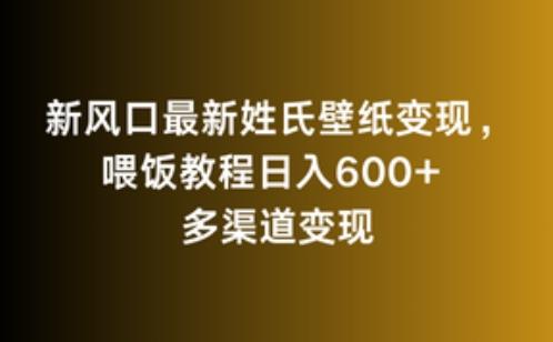 新风口最新姓氏壁纸变现，喂饭教程日入600+【揭秘】-985网创