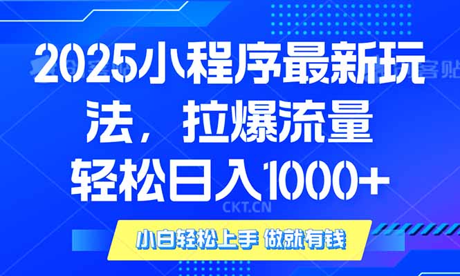 2025年小程序最新玩法，流量直接拉爆，单日稳定变现1000+-985网创