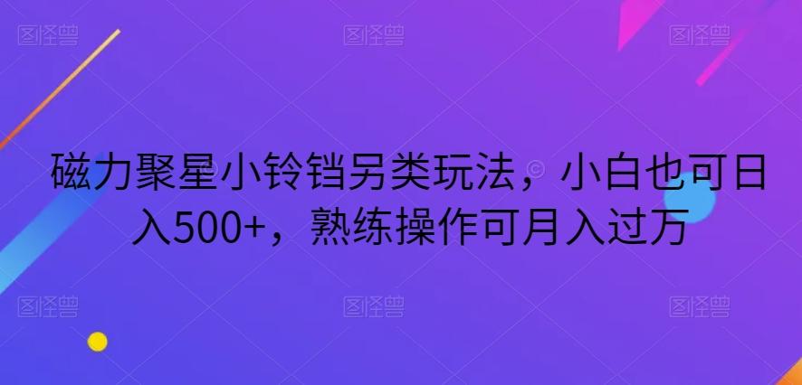磁力聚星小铃铛另类玩法，小白也可日入500+，熟练操作可月入过万-985网创
