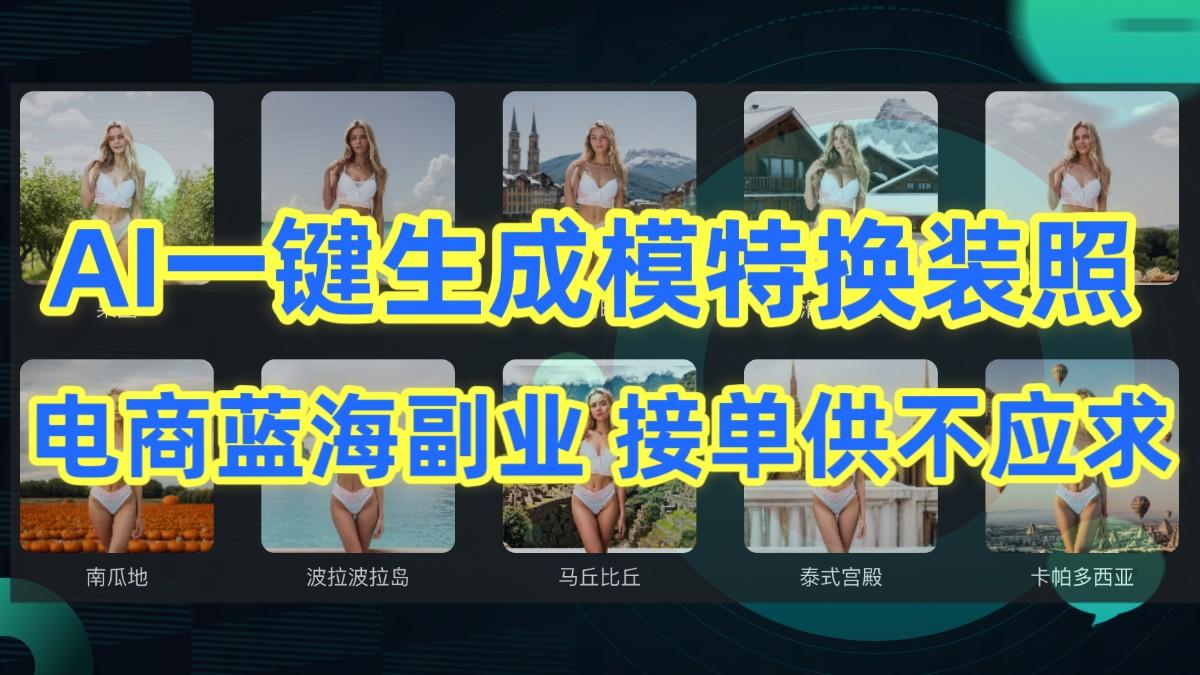 AI制作一键生成模特换装照，电商蓝海副业，接单供不应求-985网创