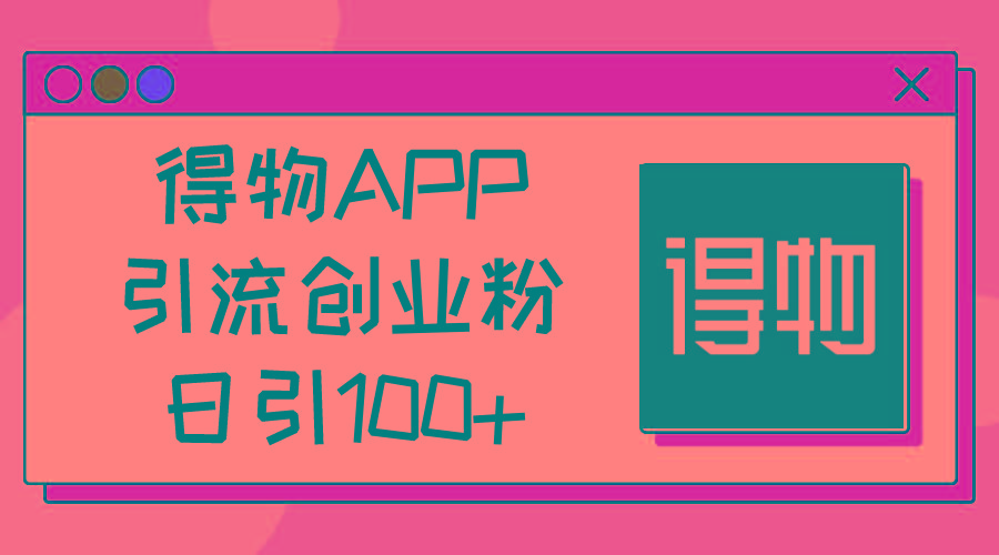 得物APP引流创业粉，日引100+-985网创