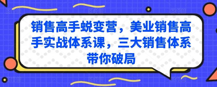 销售高手蜕变营，美业销售高手实战体系课，三大销售体系带你破局-985网创
