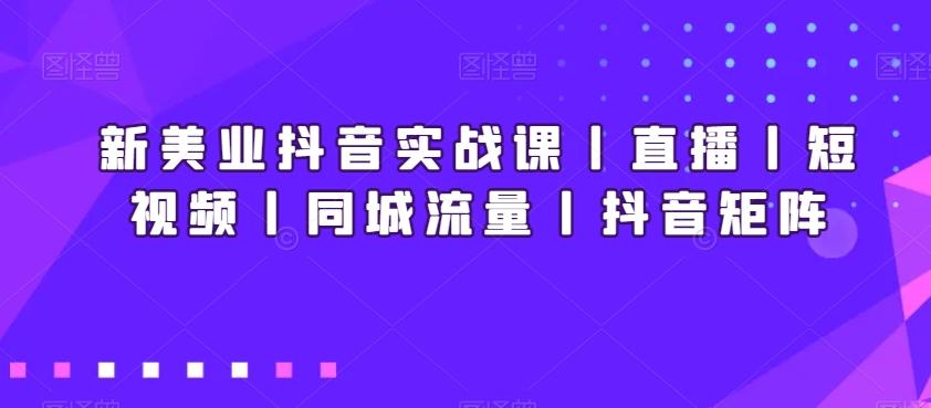 新美业抖音实战课丨直播丨短视频丨同城流量丨抖音矩阵-985网创