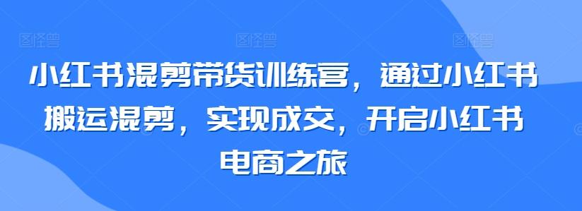 小红书混剪带货训练营，通过小红书搬运混剪，实现成交，开启小红书电商之旅-985网创