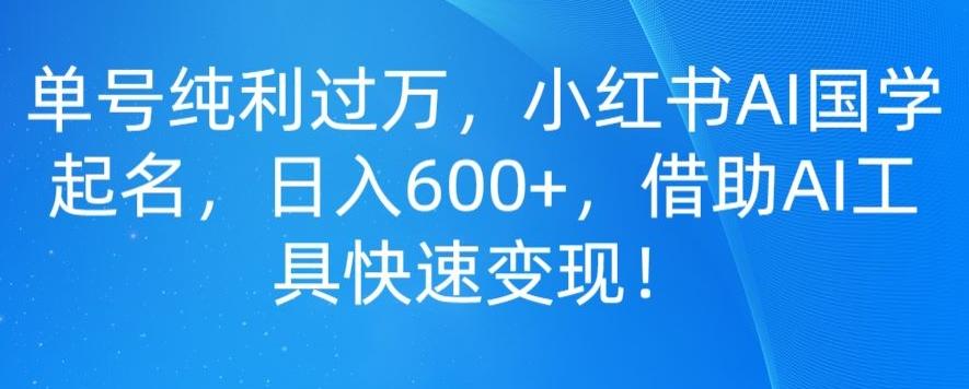 单号纯利过万，小红书AI国学起名，日入600+，借助AI工具快速变现-985网创