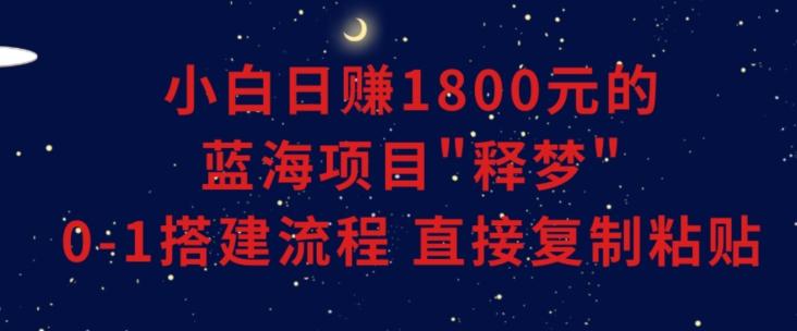 小白能日赚1800元的蓝海项目”释梦”0-1搭建流程可直接复制粘贴长期做【揭秘】-985网创