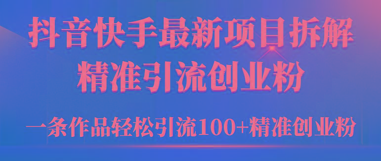 (9447期)2024年抖音快手最新项目拆解视频引流创业粉，一天轻松引流精准创业粉100+-985网创