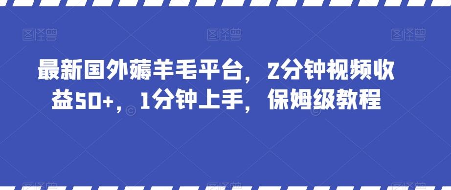 最新国外薅羊毛平台，2分钟视频收益50+，1分钟上手，保姆级教程【揭秘】-985网创
