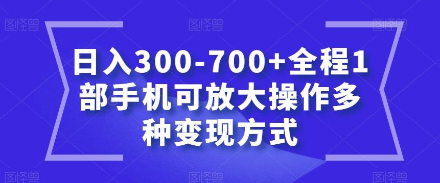 日入300-700+全程1部手机可放大操作多种变现方式【揭秘】-985网创