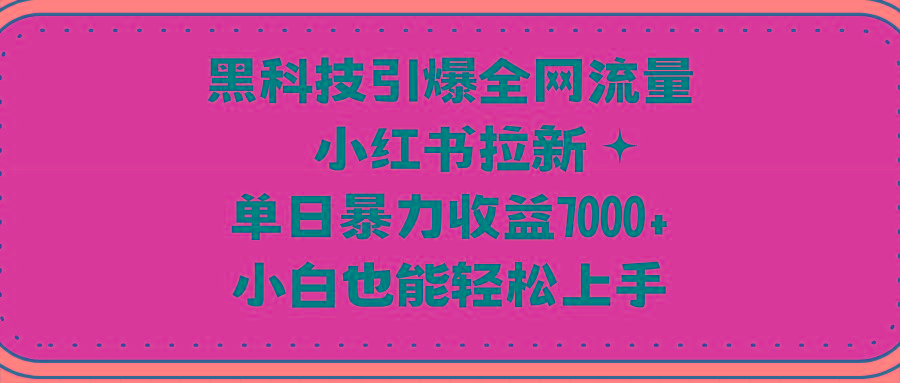 (9679期)黑科技引爆全网流量小红书拉新，单日暴力收益7000+，小白也能轻松上手-985网创