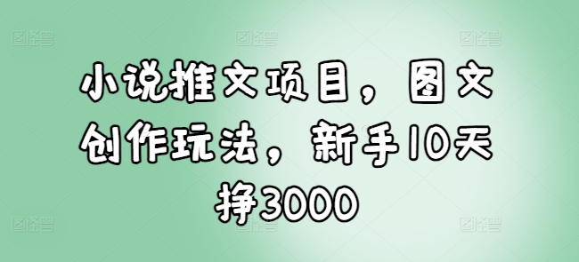 小说推文项目，图文创作玩法，新手10天挣3000-985网创