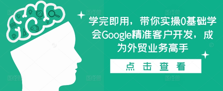 学完即用，带你实操0基础学会Google精准客户开发，成为外贸业务高手-985网创