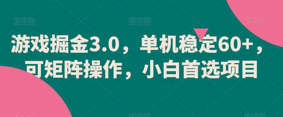 游戏掘金3.0，单机稳定60+，可矩阵操作，小白首选项目【揭秘】-985网创