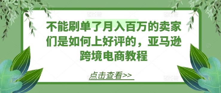 不能刷单了月入百万的卖家们是如何上好评的，亚马逊跨境电商教程-985网创