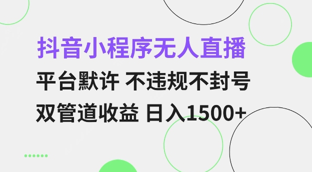 抖音小程序无人直播 平台默许 不违规不封号 双管道收益 日入多张 小白也能轻松操作【仅揭秘】-985网创