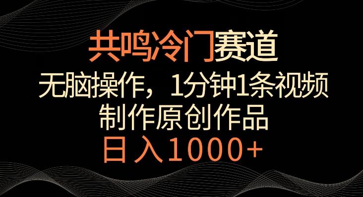 共鸣冷门赛道，无脑操作，一分钟一条视频，日入1000+【揭秘】-985网创