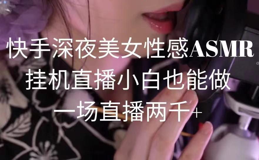 快手深夜美女性感ASMR挂机直播，小白也能做，一场直播两千+-985网创