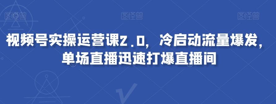 视频号实操运营课2.0，冷启动流量爆发，单场直播迅速打爆直播间-985网创