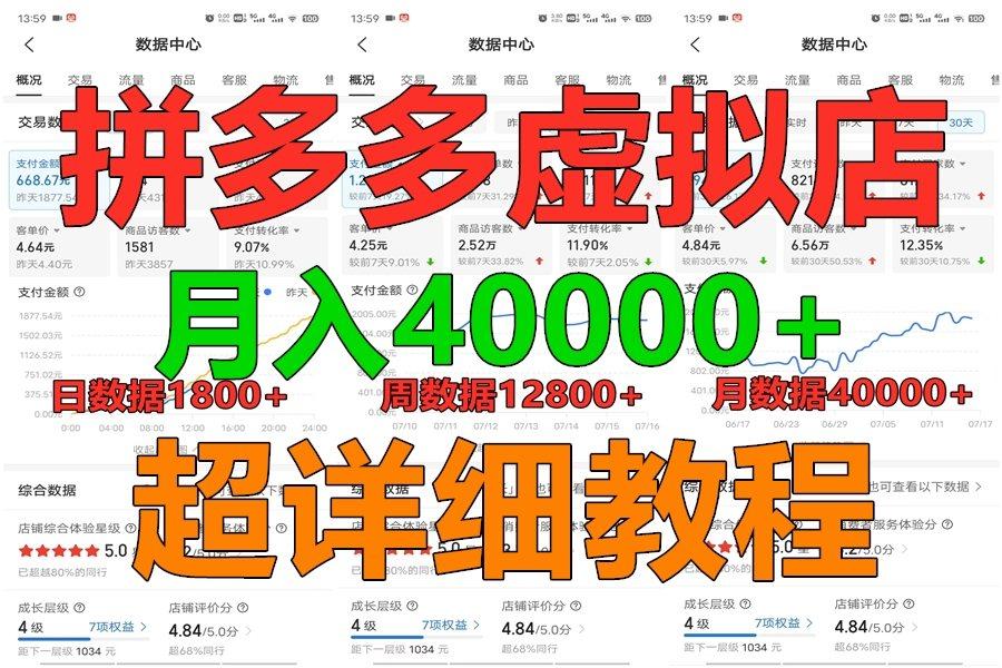 拼多多虚拟电商训练营月入40000+，全网最详细，你做你也行，暴利稳定长久-985网创