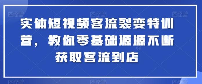 实体短视频客流裂变特训营，教你零基础源源不断获取客流到店-985网创