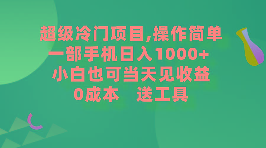 (9291期)超级冷门项目,操作简单，一部手机轻松日入1000+，小白也可当天看见收益-985网创