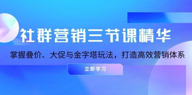 社群营销三节课精华：掌握叠价、大促与金字塔玩法，打造高效营销体系-985网创