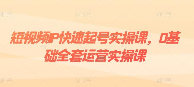 短视频IP快速起号实操课，0基础全套运营实操课，爆款内容设计+粉丝运营+内容变现-985网创
