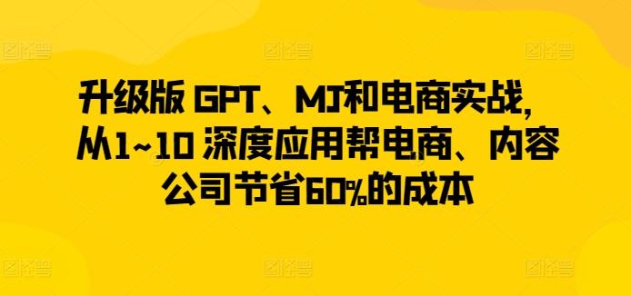 升级版 GPT、MJ和电商实战，从1~10 深度应用帮电商、内容公司节省60%的成本-985网创
