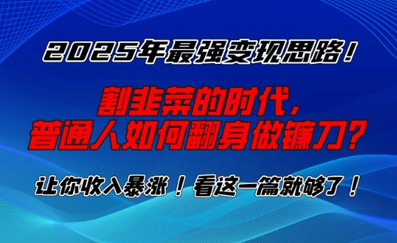 2025年最强变现思路，割韭菜的时代， 普通人如何翻身做镰刀？【揭秘】-985网创