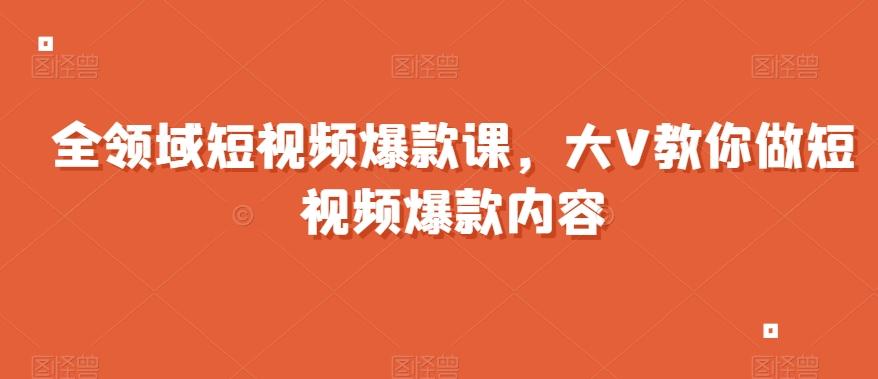 全领域短视频爆款课，全网两千万粉丝大V教你做短视频爆款内容-985网创
