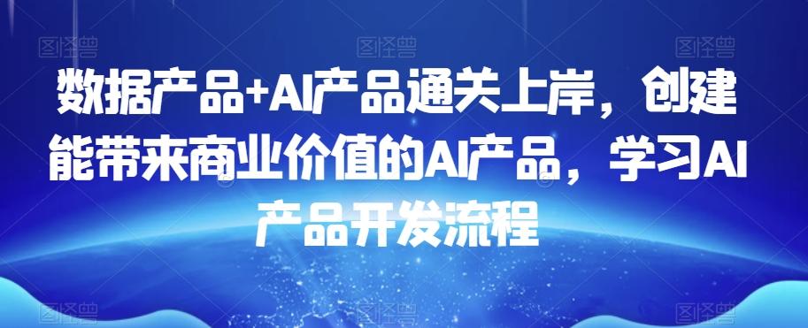 数据产品+AI产品通关上岸，创建能带来商业价值的AI产品，学习AI产品开发流程-985网创