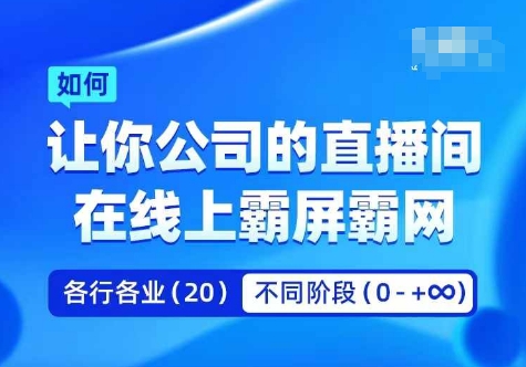 企业矩阵直播霸屏实操课，让你公司的直播间在线上霸屏霸网-985网创
