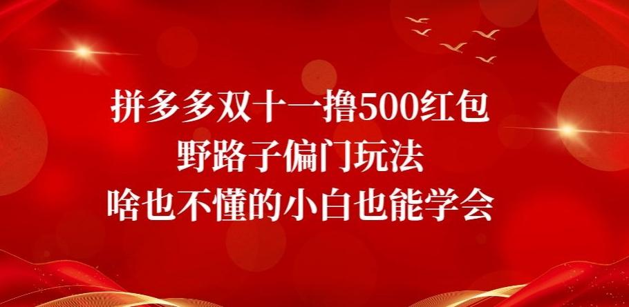 拼多多双十一撸500红包野路子偏门玩法，啥也不懂的小白也能学会【揭秘】-985网创